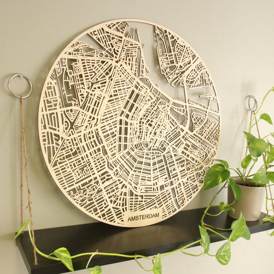 Wooden City Map, Amsterdam